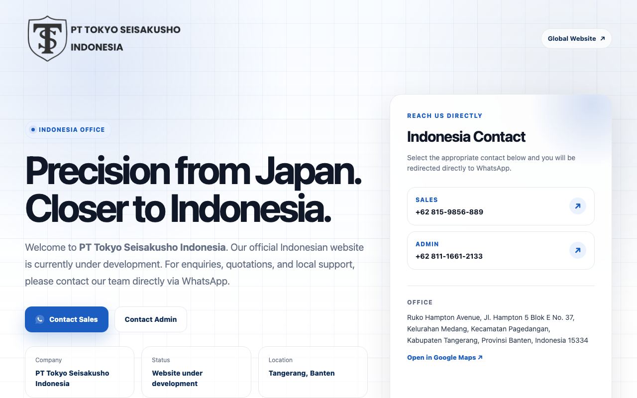 PT Tokyo Seisakusho Indonesia halaman depan